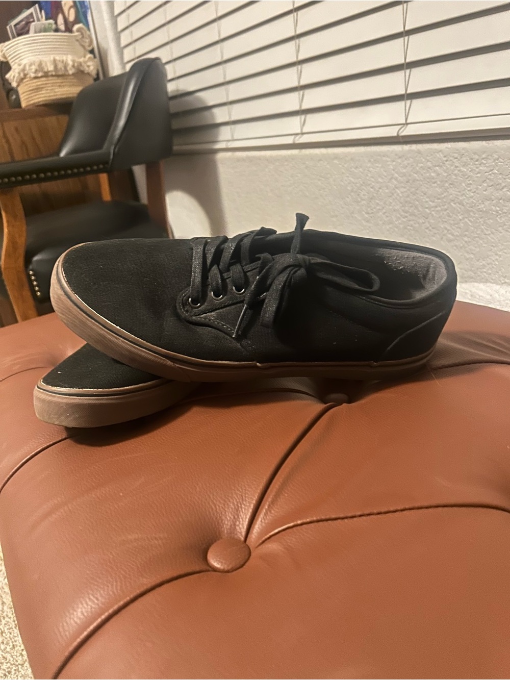 Vans Black Canvas Sneakers with Brown Sole